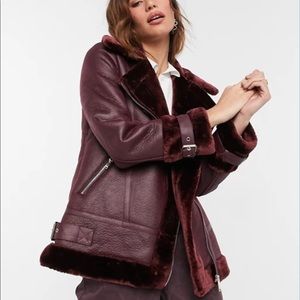 River Island faux shearling aviator jacket